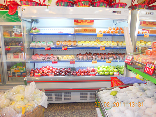 B022惠州惠城開心果園水果保鮮柜-惠州水果保鮮風(fēng)幕展示柜-惠州水果冷柜