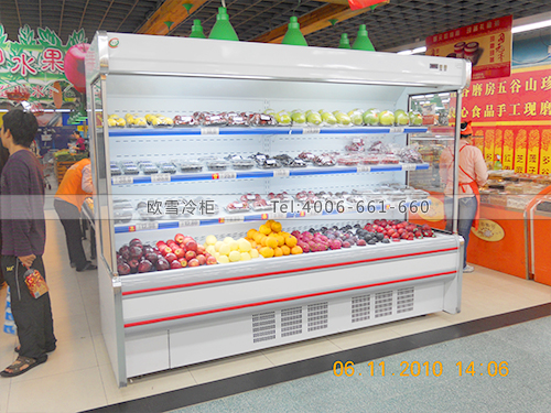 B012深圳南山學(xué)府人人樂超市水果冷藏保鮮柜-深圳超市水果展示保鮮柜
